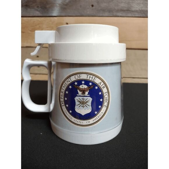 VINTAGE United States Air Force Thermo-Serv Travel Coffee Cup Mug Made in USA - Picture 1 of 5